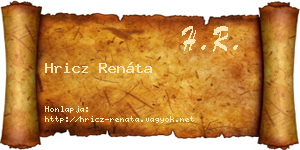 Hricz Renáta névjegykártya